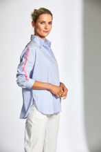 Load image into Gallery viewer, PERUZZI&lt;BR&gt;
Stripe Top Contrast Sleeve&lt;BR&gt;
Blue/Pink&lt;BR&gt;
