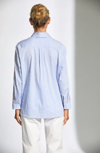 Load image into Gallery viewer, PERUZZI&lt;BR&gt;
Stripe Top Contrast Sleeve&lt;BR&gt;
Blue/Pink&lt;BR&gt;
