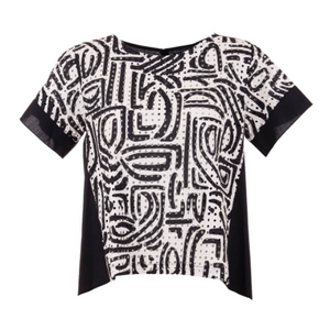 PERUZZI<BR>
Abstract Print Punch Hole Top<BR>
Black/Sand<BR>