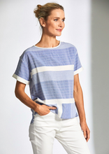 Load image into Gallery viewer, PERUZZI&lt;BR&gt;
Stiched Stripe Top&lt;BR&gt;
Blue/White&lt;BR&gt;
