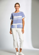 Load image into Gallery viewer, PERUZZI&lt;BR&gt;
Stiched Stripe Top&lt;BR&gt;
Blue/White&lt;BR&gt;
