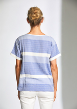 Load image into Gallery viewer, PERUZZI&lt;BR&gt;
Stiched Stripe Top&lt;BR&gt;
Blue/White&lt;BR&gt;
