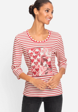 Load image into Gallery viewer, OLSEN&lt;BR&gt;
Stripe Love Print T-Shirt&lt;BR&gt;
