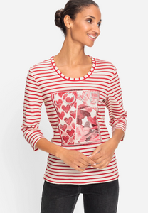 OLSEN<BR>
Stripe Love Print T-Shirt<BR>