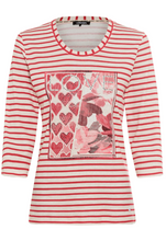 Load image into Gallery viewer, OLSEN&lt;BR&gt;
Stripe Love Print T-Shirt&lt;BR&gt;
