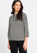 Load image into Gallery viewer, OLSEN&lt;BR&gt;
Geo Print Tee&lt;BR&gt;
Black/White&lt;BR&gt;
