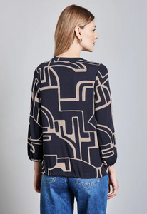 STREET ONE<BR>
Cosy Print Shirt<BR>
Navy<BR>