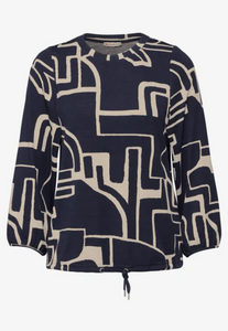 STREET ONE<BR>
Cosy Print Shirt<BR>
Navy<BR>