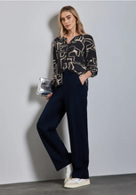 Load image into Gallery viewer, STREET ONE&lt;BR&gt;
Tunic Blouse with Smock Details&lt;BR&gt;
Navy/Sand&lt;BR&gt;
