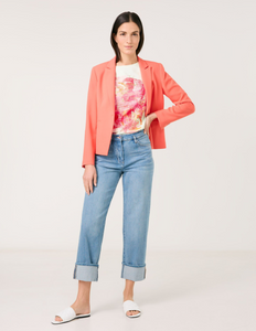 GERRY WEBER<BR>
Top with Mid-length Sleeves and Art Print<BR>
Pink/Orange<BR>