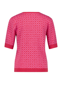 GERRY WEBER<BR>
Geometric Floral Knit Jumper<BR>
Pink/Red<BR>