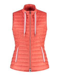 GERRY WEBER<BR>
Quilted Jacket with Drawstring<BR>
Coral, Pink<BR>