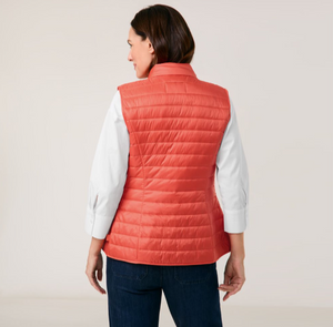 GERRY WEBER<BR>
Quilted Jacket with Drawstring<BR>
Coral, Pink<BR>