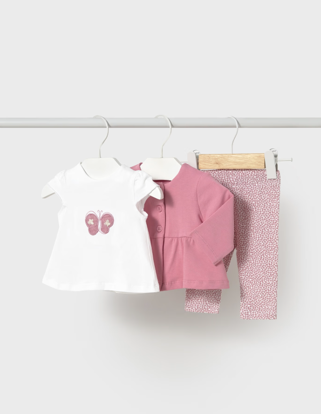 MAYORAL<BR>
Newborn Baby Girl 3 Piece Set with Jacket<BR>