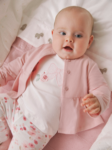 MAYORAL<BR>
Newborn Baby Girl 3 Piece Set with Jacket<BR>