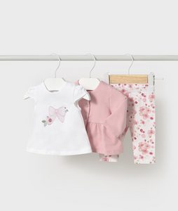 MAYORAL<BR>
Newborn Baby Girl 3 Piece Set with Jacket<BR>