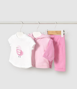 MAYORAL<BR>
Newborn Tracksuit with T-shirt<BR>
Bubblegum<BR>