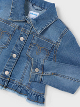 Load image into Gallery viewer, MAYORAL&lt;BR&gt;
Girl Denim Ruffle Hem Jacket&lt;BR&gt;
Denim&lt;BR&gt;
