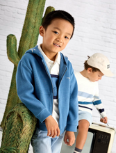 Load image into Gallery viewer, MAYORAL&lt;BR&gt;
Boys Text Zip Hoodie&lt;BR&gt;
Blue, Peach&lt;BR&gt;
