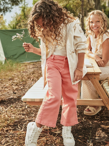 MAYORAL<BR>
Girls Wide Fit Twill Trousers<BR>
Salmon<BR>