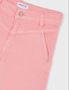 MAYORAL<BR>
Girls Wide Fit Twill Trousers<BR>
Salmon<BR>