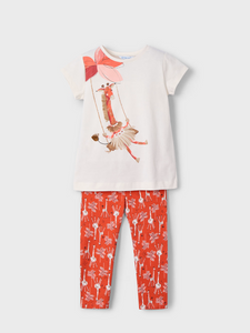 MAYORAL<BR>
Printed Leggings Set<BR>
Red, Pink<BR>