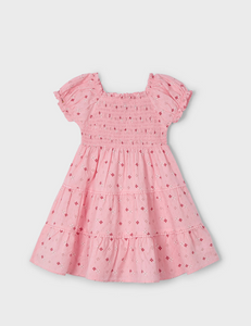 MAYORAL<BR>
Girl Print Smock Dress<BR>
Salmon<BR>