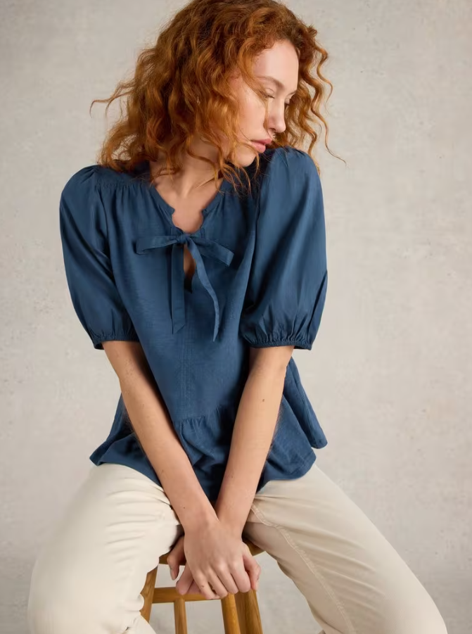 WHITE STUFF<BR>
Gina Tie Top<BR>
French Navy<BR>