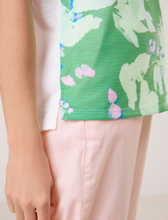 Load image into Gallery viewer, TAIFUN&lt;BR&gt;
Short Sleeve Top with Flower Print&lt;BR&gt;
White/Green&lt;BR&gt;
