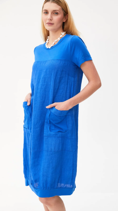 PERUZZI<BR>
Raised Pocket Dress<BR>
Cobalt<BR>