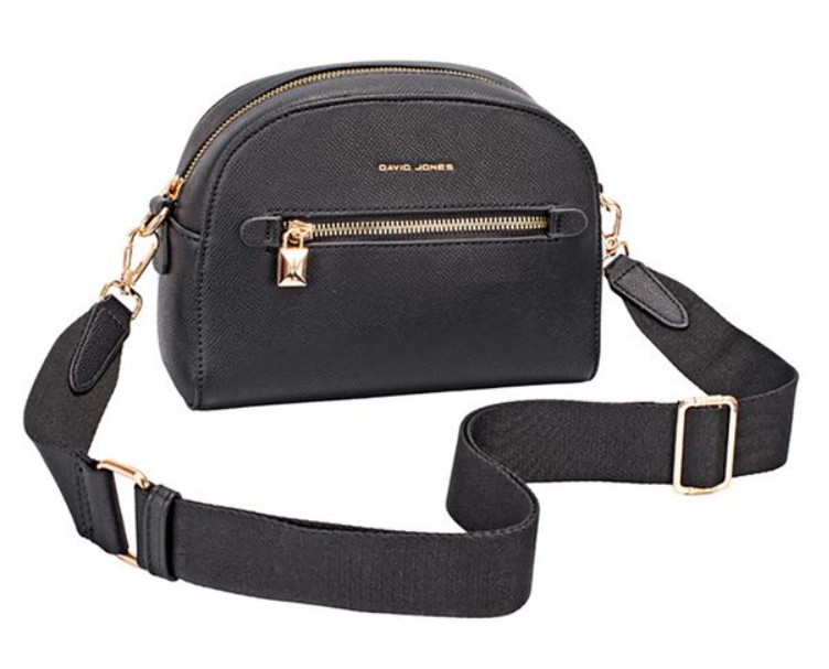 DAVID JONES<BR>
Oval Top Handbag<BR>
Black<BR>