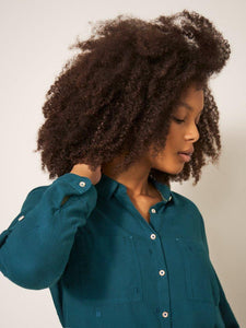 WHITE STUFF <BR>
Sophie Organic Cotton Shirt <BR>
Teal, Ivory, Green, Grey<BR>