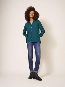 WHITE STUFF <BR>
Sophie Organic Cotton Shirt <BR>
Teal, Ivory, Green, Grey<BR>