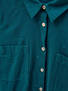 WHITE STUFF <BR>
Sophie Organic Cotton Shirt <BR>
Teal, Ivory, Green, Grey<BR>