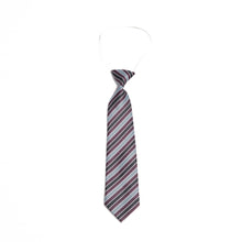 Load image into Gallery viewer, ST. PAULS NS &lt;BR&gt;
Boys Tie, Elasticated &lt;BR&gt;}~
Burgundy &amp; Grey Stripe &lt;BR&gt;
