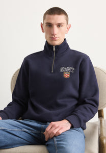 GANT <BR>
Half Zip Graphic Sweatshirt <BR>
Navy <BR>