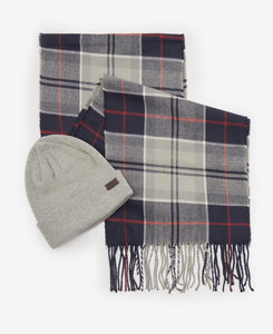 BARBOUR <BR>
Swinton Classic Scarf and Beanie Gift Set <BR>
Grey <BR>