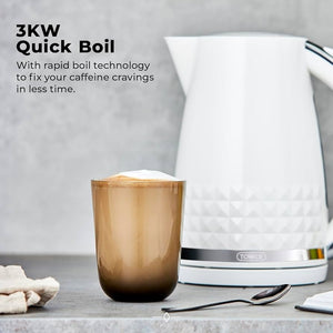 TOWER  <BR>
Solitaire 1.5l Kettle <BR>
Black, White & Mushroom <BR>