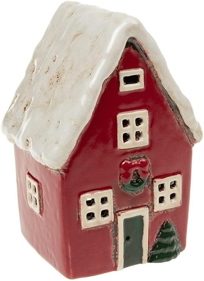 VILLAGE POTTERY <BR>
Christmas Lamntern House <BR>
Red <BR>