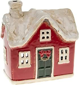 VILLAGE POTTERY <BR>
Christmas Traditional House Tealight <BR>
Red <BR>