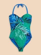 Load image into Gallery viewer, WHITE STUFF &lt;BR&gt;
Belle Printed Bandeau Swimsuit &lt;BR&gt;
Green print &lt;BR&gt;
