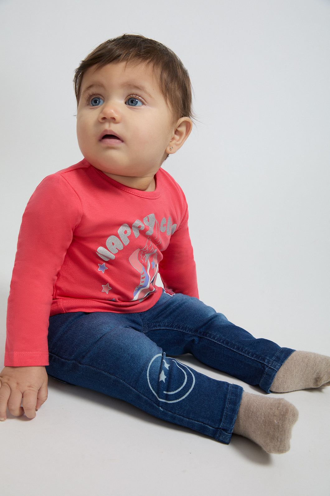 CANADA HOUSE <BR>
Baby Girl Jeans with embroidery stars <BR>
Denim