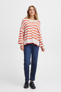 FRANSA<BR>
Bitte Knit Jumper<BR>
Striped Red/Yellow/Green<BR>