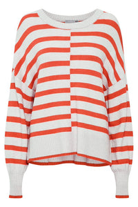 FRANSA<BR>
Bitte Knit Jumper<BR>
Striped Red/Yellow/Green<BR>