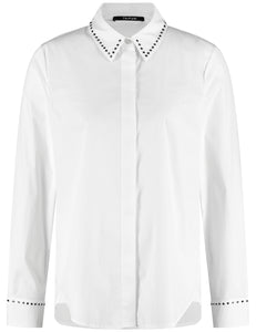 TAIFUN <BR>
Shirt blouse with stud embellishment <BR>
White <BR>