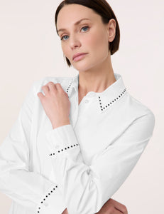 TAIFUN <BR>
Shirt blouse with stud embellishment <BR>
White <BR>