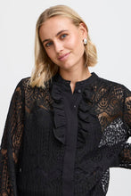 Load image into Gallery viewer, FRANSA &lt;BR&gt;
Cate Lace Ruffle Blouse &lt;BR&gt;
Black &lt;BR&gt;
