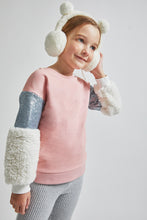 Load image into Gallery viewer, CANADA HOUSE &lt;BR&gt;
Girls sweatshirt with sequence &amp; fur &lt;BR&gt;
Pink &lt;BR&gt;
