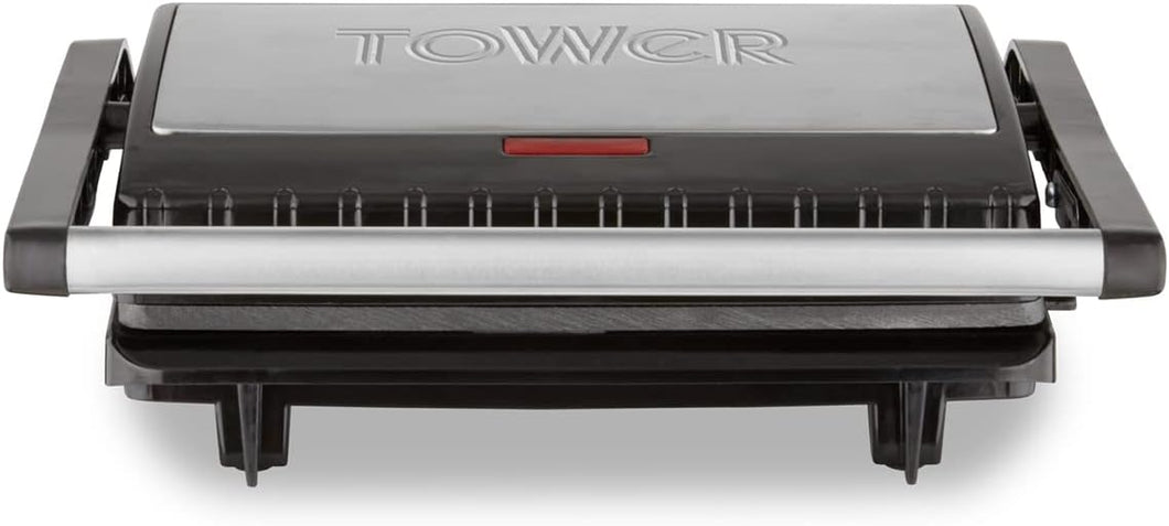 TOWER <BR>
3 Portion Health Grill and Panini Grill <BR>
Black & Stainless Steel