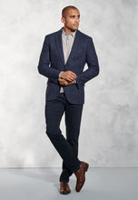 Load image into Gallery viewer, BROOK TAVERNER &lt;BR&gt;
Tailored Fit Stevens Textured Wool Blend Jacket &lt;BR&gt;
Blue Check  &lt;BR&gt;
